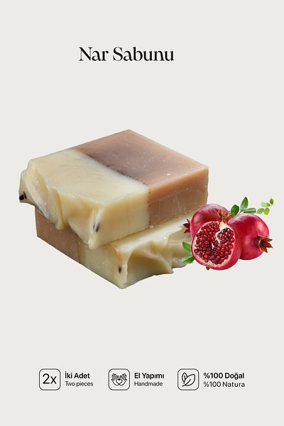 Cageartstudio Natural Pomegranate Soap 2 Pack - 100% Handmade and Natural, Skin Friendly, Chemical Free (2 Pieces)