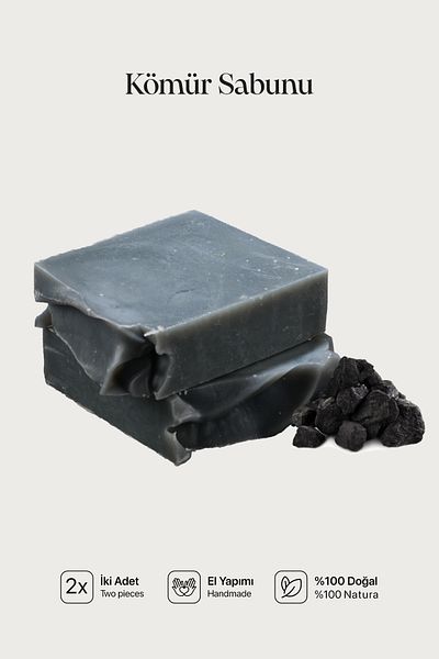 Cageartstudio Natural Charcoal Soap 2 Pack - 100% Handmade and Natural, Skin Friendly, Chemical Free (2 Pieces)
