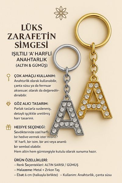 Handley Μπρελόκ με αστραφτερό γράμμα «A» – Ένας τόνος πολυτέλειας και σημασίας