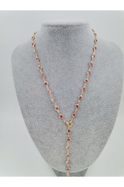 Hobimos Zircon Stone Stainless Tarnish Brass Y Necklace