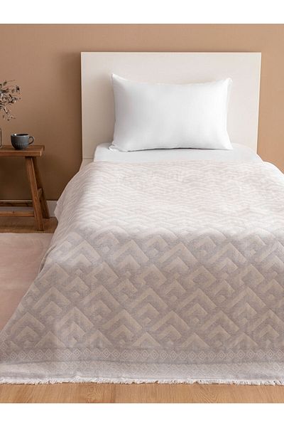 LC Waikiki Сиво единично покривало с пискюли 130x170 см