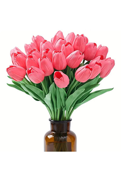 ela777 فاخر صناعي 10 قطع من زهور التوليب الرطبة ذات الملمس الحقيقي لتزيين مزه...