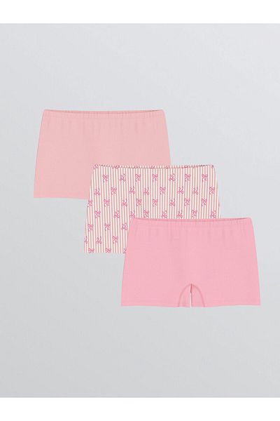 LC Waikiki Pink Printed Girl's Boxers 3 Pcs