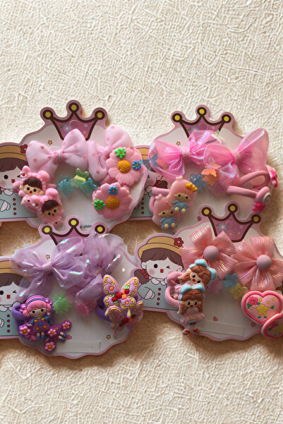 AurorAccessory Set de 9 bucăți de agrafe pentru fete cu fundite și figuri de ...