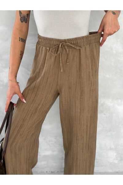 Zula Moda بنطلون كتان صيفي نسائي – موديل فضفاض وفضفاض