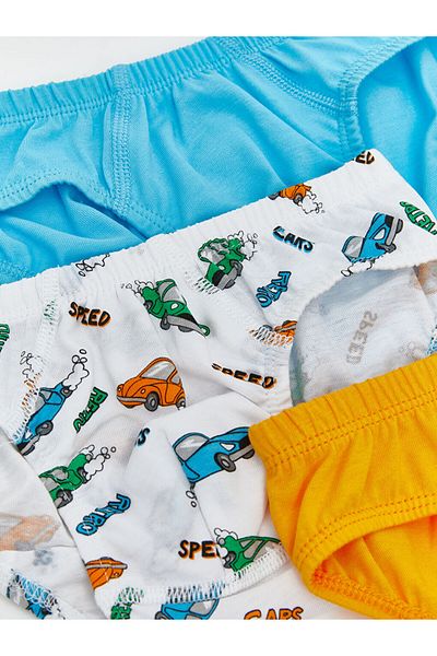 LC Waikiki White Elastic Waist Printed Boy's Underwear 3-Piece