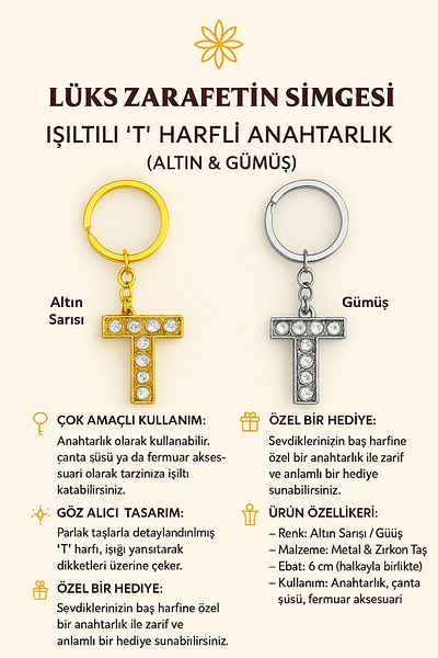 Handley Sparkling'T' Letter Keychain – a Touch of Luxury and Meaning
