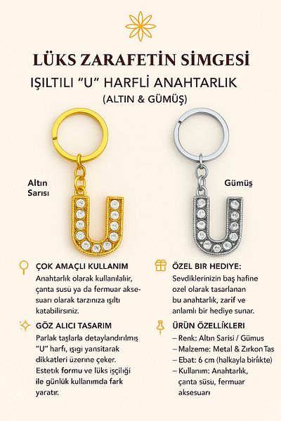 Handley Breloc cu litera „U” strălucitoare – un tochă de lux și semnificativă