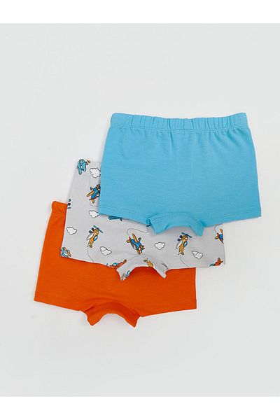 LC Waikiki Gray Elastic Waist Combed Cotton Boy's Boxer 3-Piece