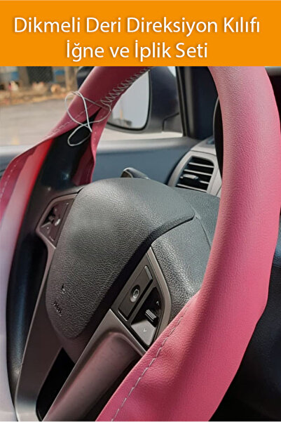 Nuryak Oto Aksesuar Fiat Tofaş Tempra Uyumlu Pembe Dikiş Dikmeli Deri Direksi...