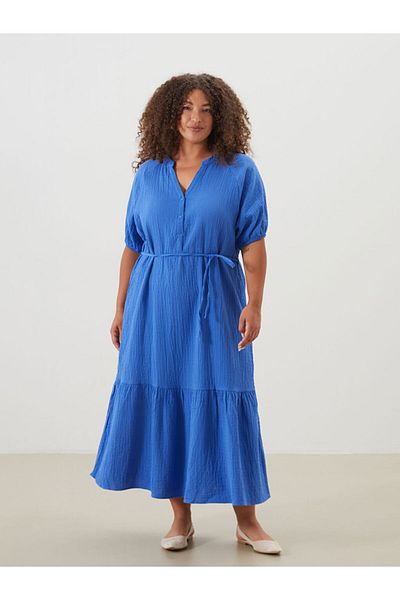 LC Waikiki Yellow Off-Shoulder Muslin Women's Dress