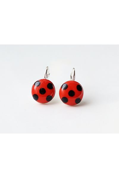 Atellier Wearable Art Ladybug silver earrings for children