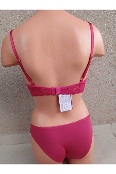 LİA Underwear Supported Red Fixed Strap Bra Set