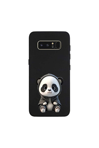 PrintiFy Samsung Galaxy Note 8 ile Uyumlu Sevimli Panda (0214d) Tasarımlı Siy...