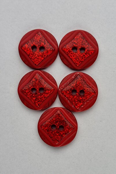 Şirin Yün Küçük Boy Akrilik Simli Yuvarlak Kırmızı Çeket Hırka Yelek Düğmesi ...