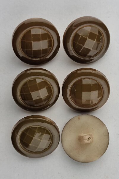 Şirin Yün Akrilik Bombeli Yuvarlak Kahverengi Kaban Çeket Hırka Yelek Düğmesi...