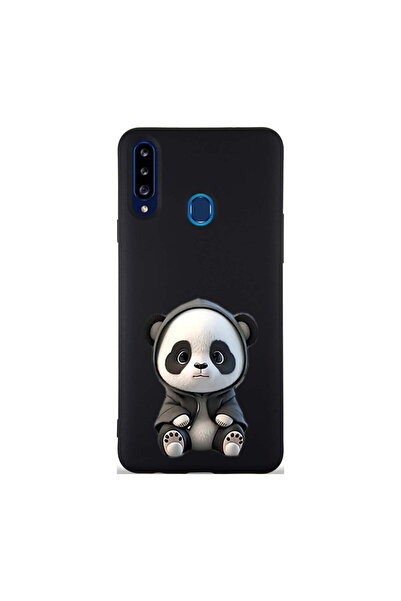 PrintiFy Samsung Galaxy A20S ile Uyumlu Sevimli Panda (0214d) Tasarımlı Siyah...