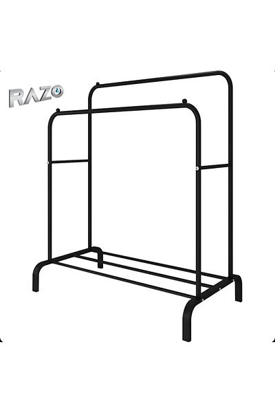 Razo Razo Double Metal Clothes Hanger Rack – Black, 96 x 45 x 150 cm, 35 kg capacity