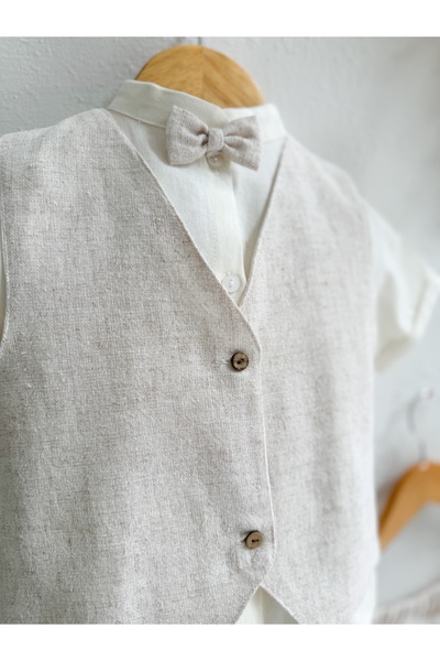 Sis and Bro Natural Linen Vest - Shirt - Shorts