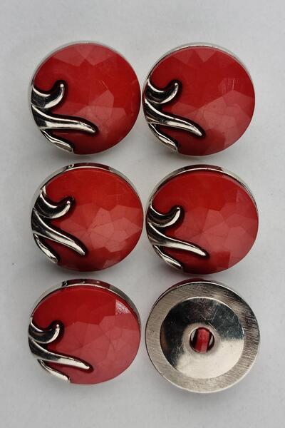 Şirin Yün Plastik Desenli Kırmızı Kaban Çeket Hırka Düğmesi 6 Adet