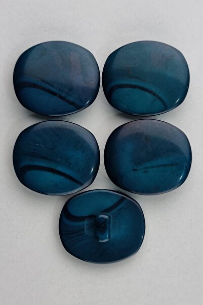 Şirin Yün Akrilik Desenli Oval Petrol Kaban Çeket Hırka Düğmesi 5 Adet