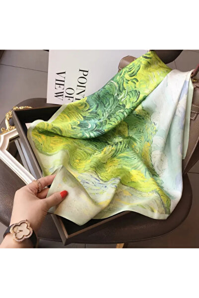 skoofed Spring Kare Saten Fular - Eşarp - Yumuşak İnce Şal