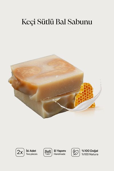 Cageartstudio Natural Goat Milk Honey Soap 2 Pack - 100% Handmade and Natural, Skin Friendly, Chemical Free (2 Pieces)