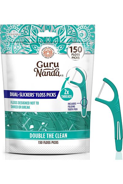 GuruNanda Double Floss Picks (150 Pieces) - Dyneema Double Thread Floss with Angled Picks for Effect