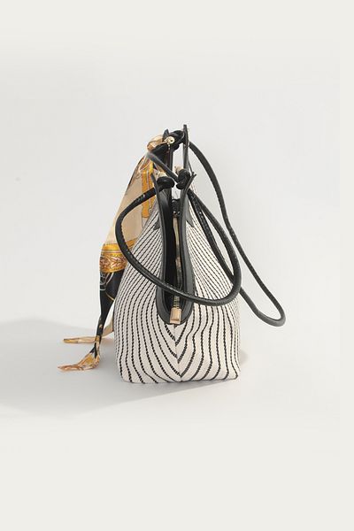 By-Kuss Marine Stripe Patterned Scarf Shoulder Bag