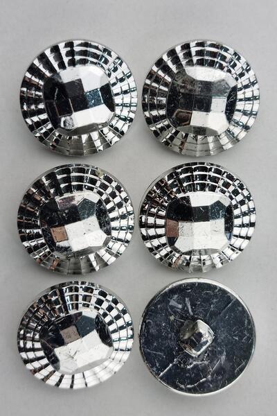 Şirin Yün Plastik Bombeli Gümüş Kaban Çeket Hırka Düğmesi 6 Adet