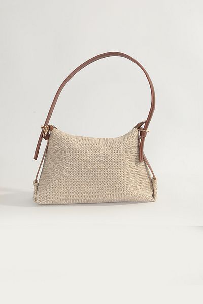 By-Kuss Straw Textured Baguette Shoulder Bag