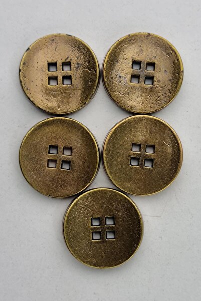 Şirin Yün Plastik Dört Delikli Eskitmeli Altın Kaban Çeket Hırka Yelek Düğmes...