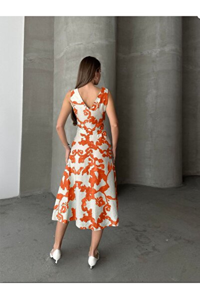 Red Daisy 💙   Φόρεμα με λουλουδάτο σχέδιο με λινό φόρεμα με ζώνη 💙