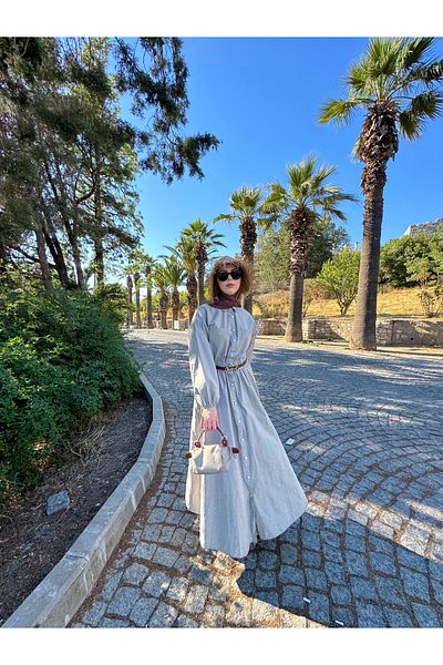 Adalet Bal Long Waist Squeeze Linen Dress
