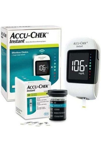 Accu Chek جهاز تحليل سكر الدم الفوري أكيو تشيك + علبة من 50 شريطًا