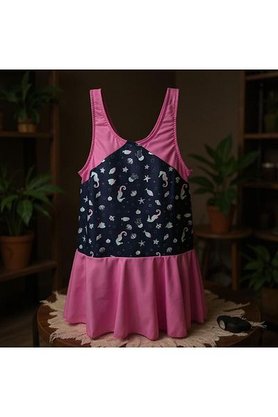 TooHot Girl's Pink Seahorse Themed Dress Swimsuit