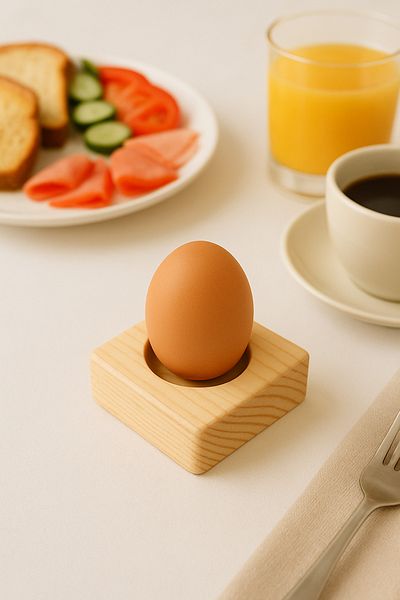 ostende Wooden Egg Cup Single Natural Tableware Presentation Stand Breakfast Table Accessory and Breakfast Organizer