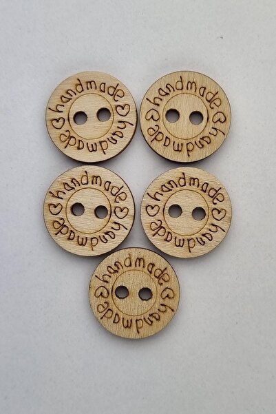Şirin Yün Orta Boy Ahşap Handmade Çeket Hırka Yelek Düğmesi 5 Adet