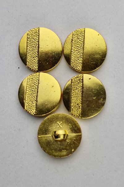 Şirin Yün Metal Görünümlü Yuvarlak Altın Hırka Çeket Yelek Düğmesi 5 Adet