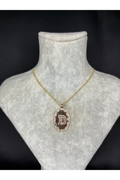 Mos Tespih Letter D Gold Steel Necklace