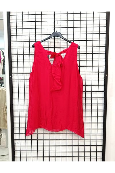 Butik Şans V-Neck Italian Silk Blouse with Tie Detail