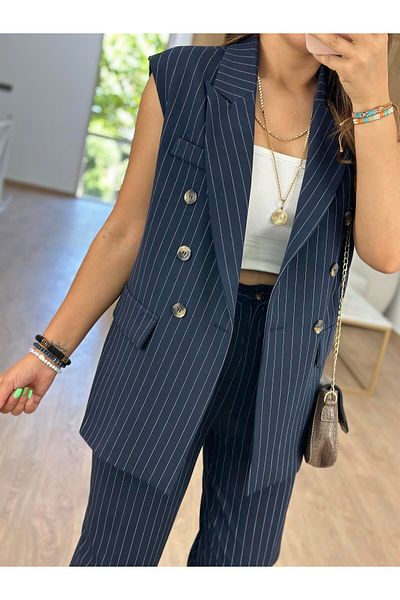 Trend Marfa Striped Vest Trousers Fabric Set