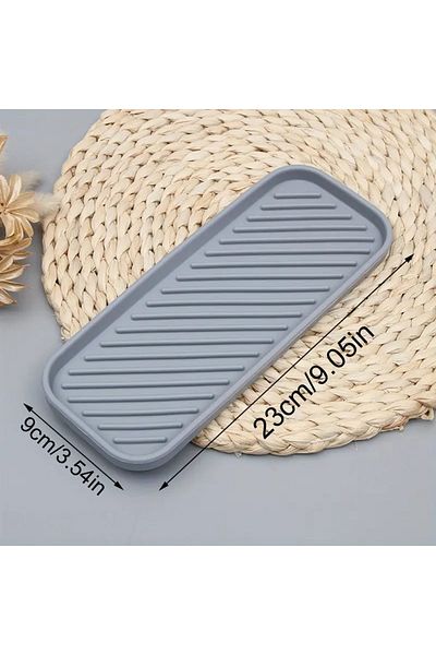 RED KİTCHEN Multi-Purpose.Silicone Drain Tray-Storage and Drying Mat for Kitchen Countertop,Sink Organizer Gray