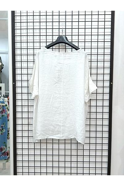 Butik Şans Italian Linen Blouse with Mesh Detail Pockets