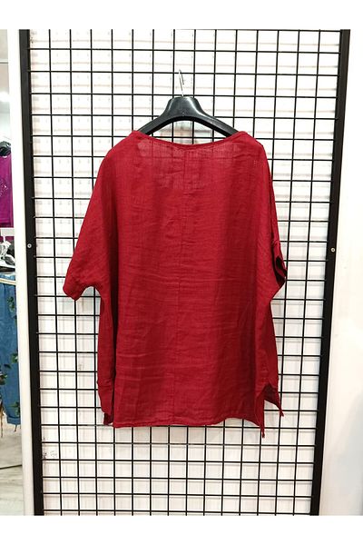Butik Şans Italian Linen Blouse with Mesh Detail Pockets