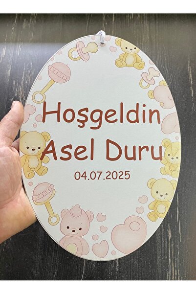 estölye Kişiye Özel Kız Odası Kapı Süsü Ayıcık Temalı UV Baskı
