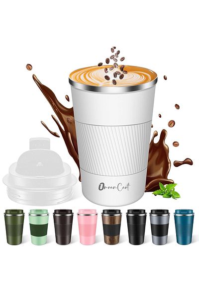 Omran Cart Coffee Travel Mug 510ml, Leakproof, Vacuum Insulated Stainless Steel, Keeps Hot & Cold