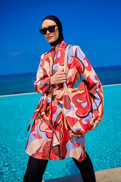 Riva Mera Rivamera 4 Piece Belted Full Covered Hijab Swimsuit R2515