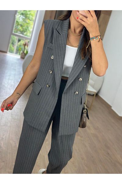 Trend Marfa Striped Vest Trousers Fabric Set