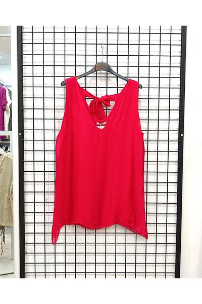 Butik Şans V-Neck Italian Silk Blouse with Tie Detail
